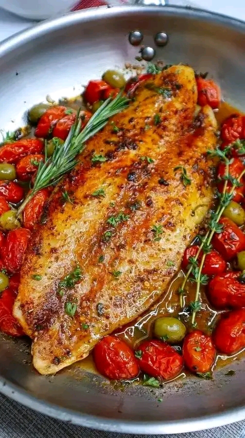 Baked Fish with Cherry Tomatoes and Olives