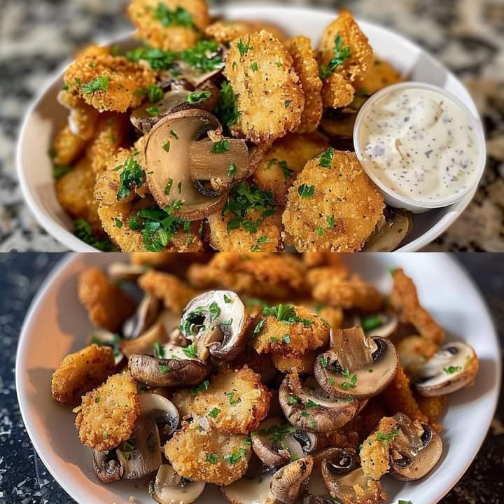 Fried Sliced Mushrooms with Ranch