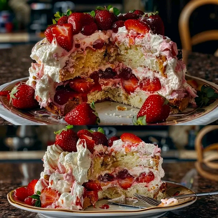 Strawberry Earthquake Cake